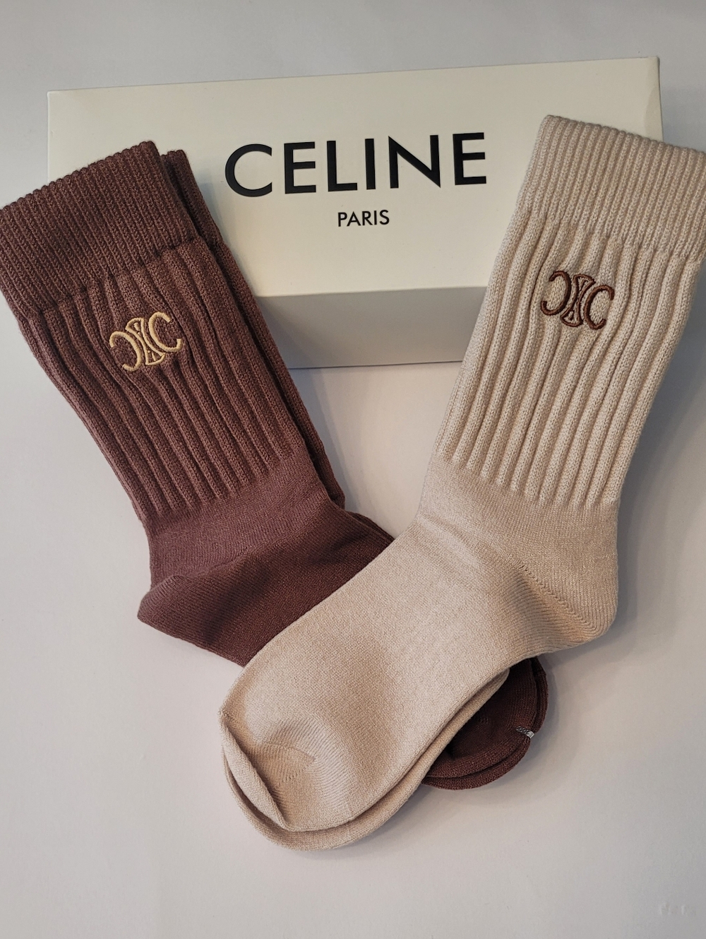 ✨️Celine✨️Paris🇫🇷 Crew Socks✨️ Embroidered Logo